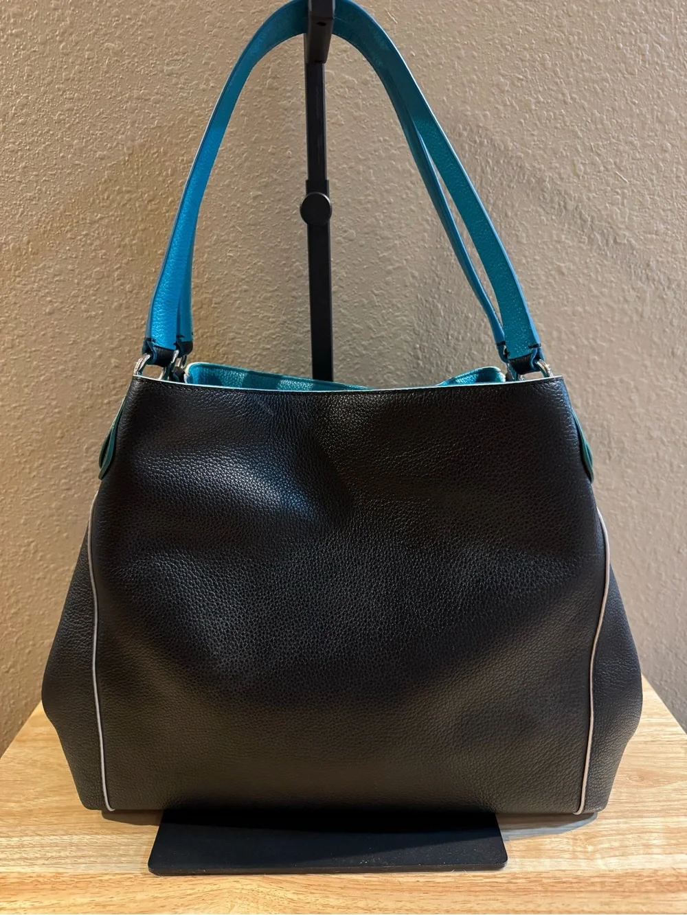 Coach Edie Pebble Leather Shoulder Bag with Turn Lock